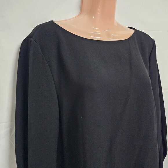 Lafayette 148 Caddie Finesse Crepe Blouse Black Top Blouse Women Size 10 - Picture 2 of 15